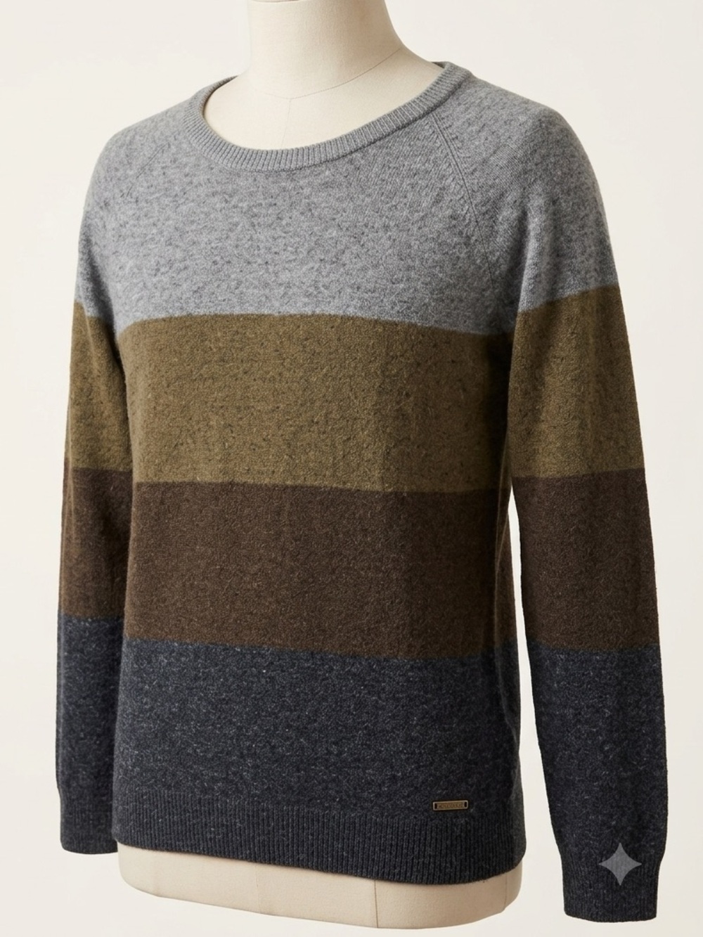 Diesel Mens XXL Sweater Cotton Blend Striped Colorblock Crewneck Knit Grey Brown